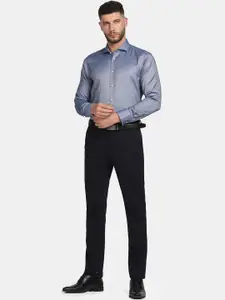 Blackberrys TechPro Men Navy Blue Slim Fit Low-Rise Trousers