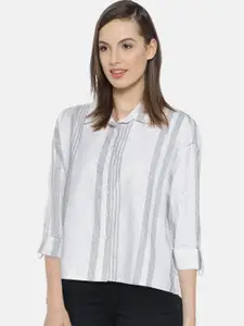 Vero Moda Women White & Black Striped Casual Shirt