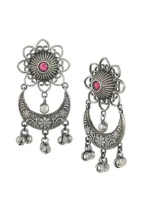 Voylla Silver-Plated Contemporary Drop Earrings