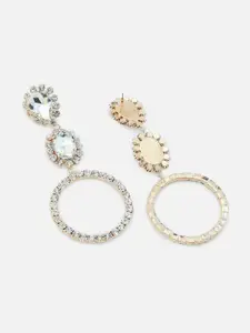 SOHI Gold-Plated Contemporary Drop Earrings