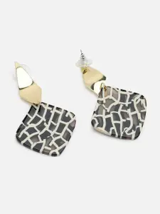 SOHI Black & Gold-Plated Contemporary Drop Earrings