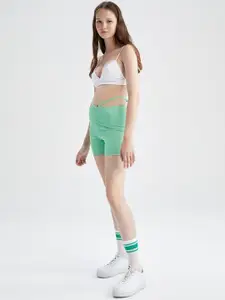 DeFacto Women Green Solid Shorts