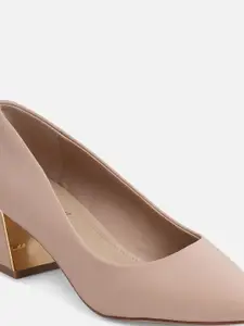 ALDO Cream-Coloured Leather Block Pumps