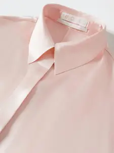 MANGO Women Pink Pure Silk Solid Casual Shirt