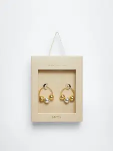 MANGO Women Gold & Silver-Toned Spherical Hoop Earrings