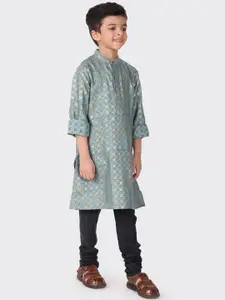 Fabindia Boys Grey Geometric Kurta