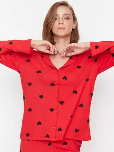 Trendyol Women Red Printed Night Suit