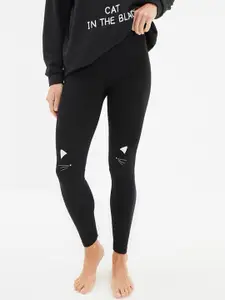 Trendyol Women Black & White Printed Night suit