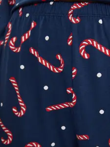 Trendyol Women Blue & Red Printed Pure Cotton Night suit