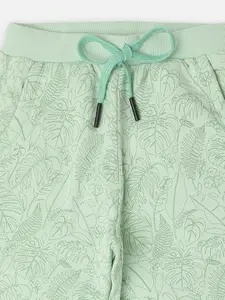 Sweet Dreams Girls Green Printed Cotton Lounge Pants