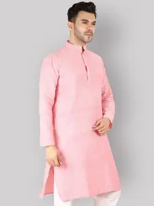 Latest Chikan Garments Men Pink Straight Kurta