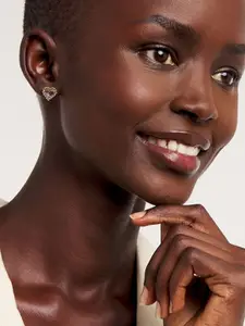 Ted Baker Gold-Toned & Purple Heart Shaped Studs Earrings