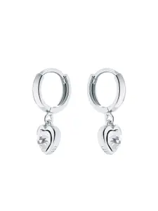 Ted Baker Silver-Toned Heart Shaped Hoop Earrings