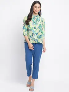 Fabindia Women Green Floral Printed Casual Shirt