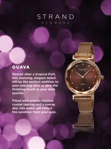 STRAND BY OBAKU Women Brown Brass Dial & Rose Gold Toned Straps Analogue Watch S731LXVNMN