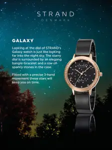 STRAND BY OBAKU Women Black Embellished Dial & Bracelet Style Straps Digital Watch