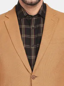 Blackberrys Men Brown Solid Single-Breasted Formal Blazers Blazers