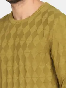 Blackberrys Men Green Geometric Pullover