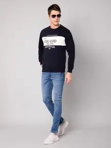Cantabil Men Navy Blue Printed Sweatshirt