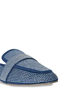 Jove Women Blue Open Toe Flats with Bows