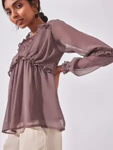 The Label Life Women Mauve Georgette Empire Top