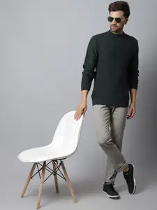 Cantabil Men Green Ribbed Pullover