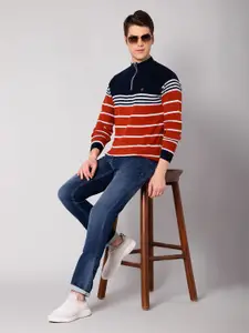 Cantabil Men Red & Blue Striped Striped Pullover