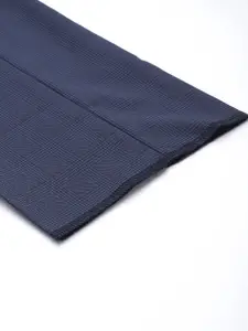 Louis Philippe Men Navy Blue Checked Slim Fit Trousers