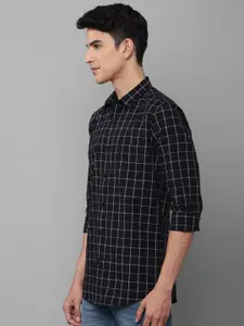 Allen Solly Men Plus Size Black & White Slim Fit Grid Tattersall Checked Casual Shirt