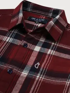 Gini and Jony Boys Maroon Checked Cotton Casual Shirt