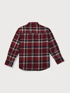 Gini and Jony Boys Red Cotton Checked Casual Shirt