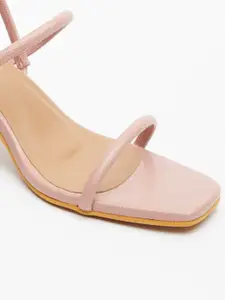 Tokyo Talkies Peach-Coloured Square Toe Block Heels