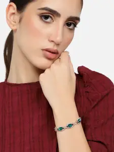 SOHI Women Gold-Toned & Green Gold-Plated Wraparound Bracelet