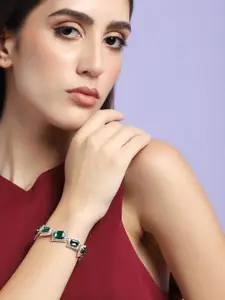 SOHI Women White & Green Gold-Plated Wraparound Bracelet