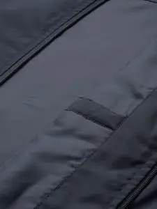 Allen Solly Sport Men Navy Blue & White Solid Bomber Jacket