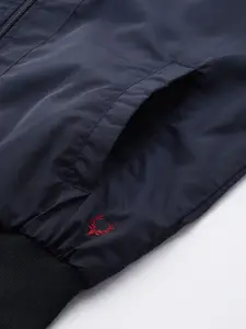Allen Solly Sport Men Navy Blue Reversible Bomber Mock Collar Jacket