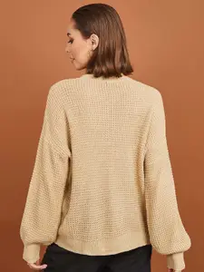 Styli Women Beige Fisherman Knit Regular Length Sweater