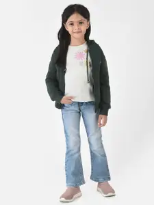 Crimsoune Club Girls Green Hooded Sweatshirt