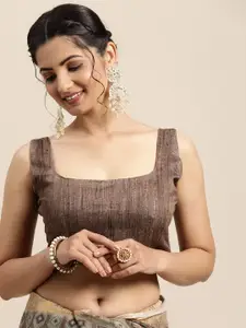 Saree mall Olive Green & Gold-Toned Floral Zari Banarasi Saree