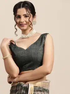 Saree mall Green & Gold-Toned Zari Banarasi Sarees