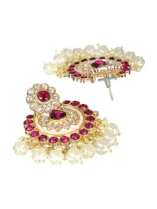 Priyaasi Maroon Gold-Plated Contemporary Chandbalis Earrings