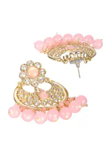 Priyaasi Pink Gold-Plated Contemporary Chandbalis Earrings