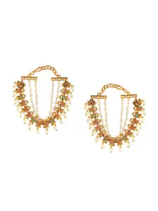 Priyaasi Maroon Gold-Plated Contemporary Drop Earrings