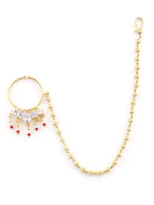 AccessHer Gold-Plated White AD-Studded Nose Ring