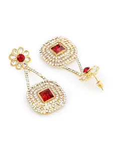 AccessHer Women Gold-Plated Square Drop Earrings