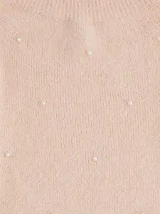 Pantaloons Junior Girls Peach-Coloured Pullover with Embellished Detail