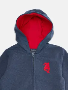 Pantaloons Junior Boys Blue Cotton Hooded Sweatshirt