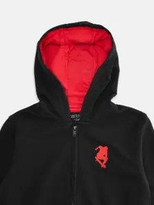 Pantaloons Junior Boys Black Cotton Hooded Sweatshirt