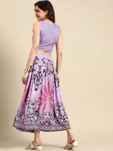 Sangria Printed Ready to Wear Fusion Lehenga Set