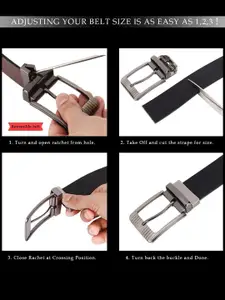 MUTAQINOTI Men Black PU Formal Belt